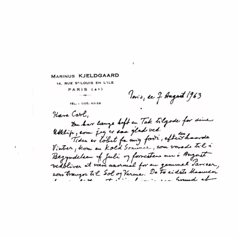 Udsnit af brev til broderen Carl dateret 7. august 1963